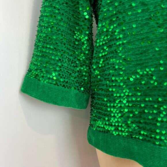 ZARA NEW SEQUIN KNIT VELOUR TUNIC TOP LIMITED EDTION GREEN SIZE SMALL - Picture 2 of 15